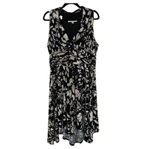 EVAN PICONE Women’s PLUS Cream Black Floral Knit Dress Pullover Halter‎ Sash 16